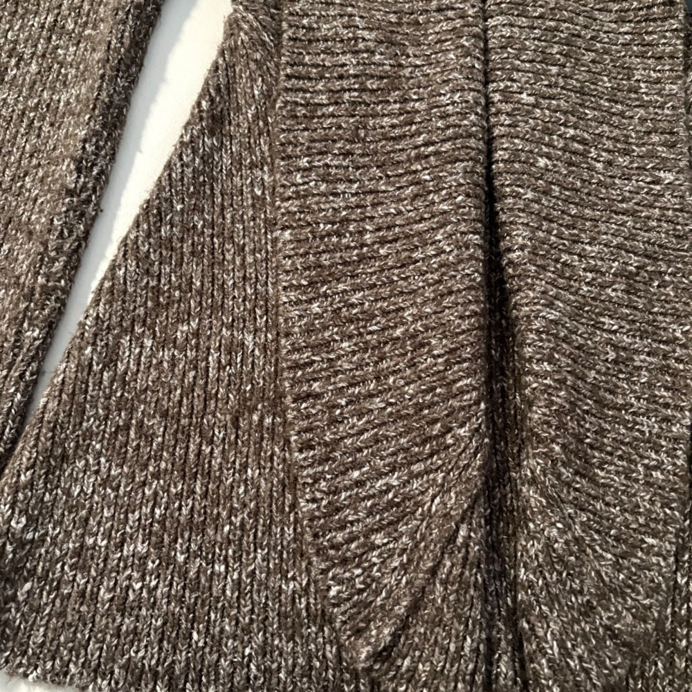 Cache Brown Marled Knit Shawl Collar Cardigan Sweater Side Buckle Wrap Womens M - Picture 10 of 11